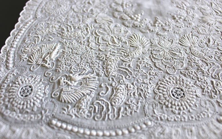 shan tou スワトウ刺繍 ハンカチ 約30×30cm｜インテリアレース