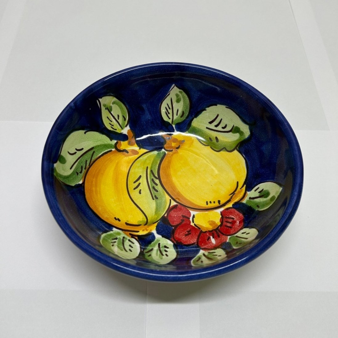 VIE170 ボウル ブルー ダブルレモンフラワー | 南イタリアの陶器