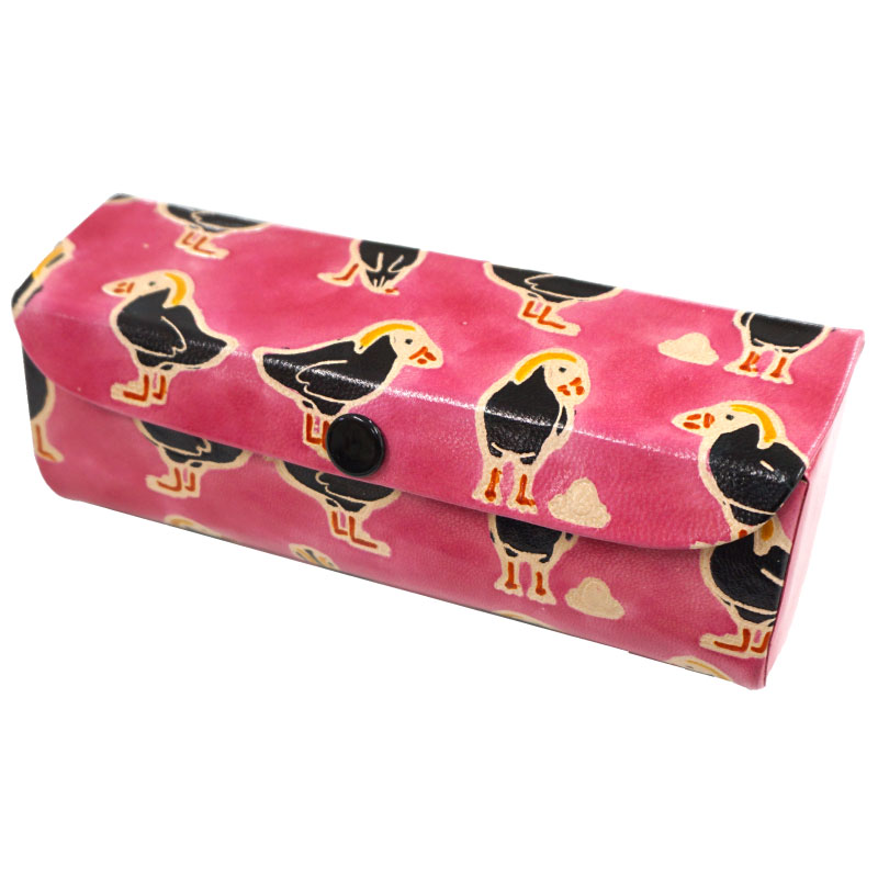 山羊革 メガネケース エトピリカ柄（ピンク） | 第3世界ショップ 卸