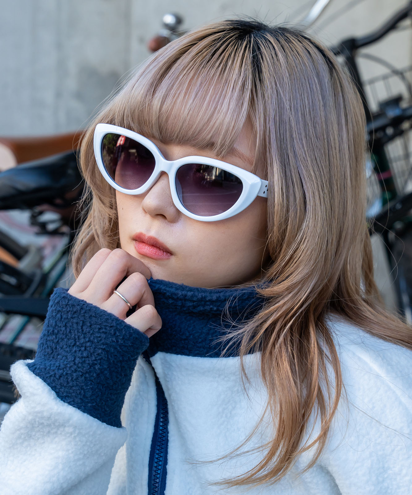 DEVICE select オーバル キャットアイ カラーレンズ サングラス Y2K TC001F