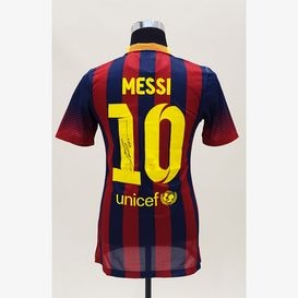 メッシ直筆サイン入り選手支給バルセロナ19/20ホームユニフォーム