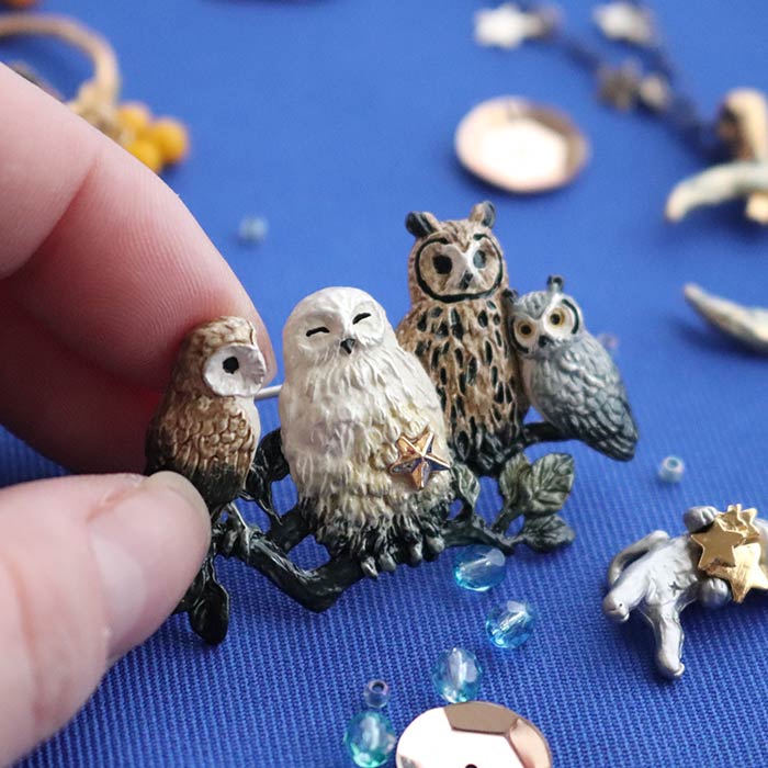 パルナートポック 夜の話題 フクロウ ブローチ アクセサリー Palnart Poc