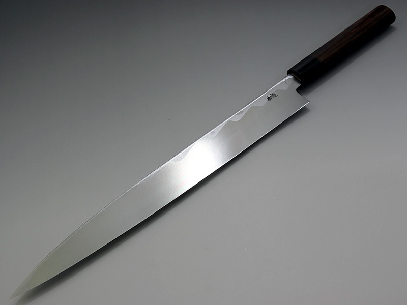 青二鋼墨流し【浮雲】柳刃300