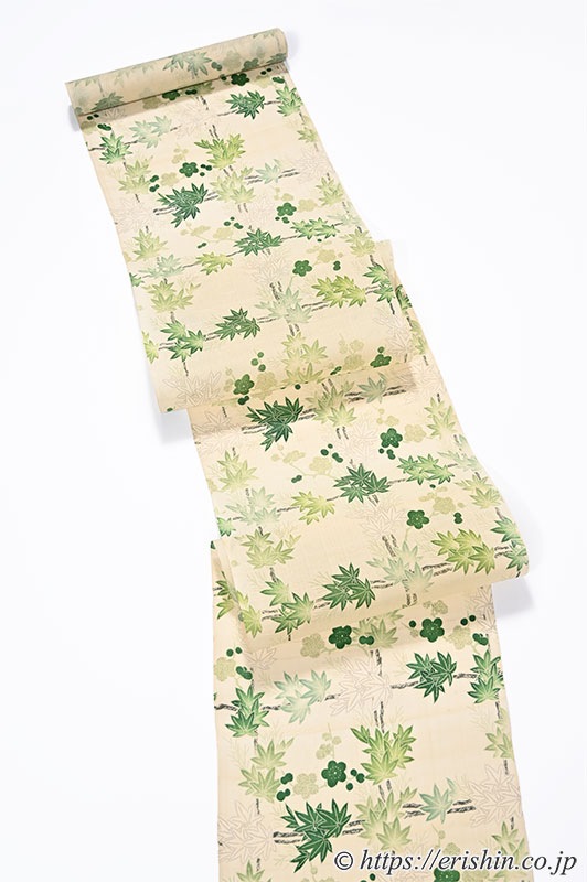 お誂え】多ち花 染名古屋帯（梅楓格子・青楓濃淡/生紬）多ち花『着物