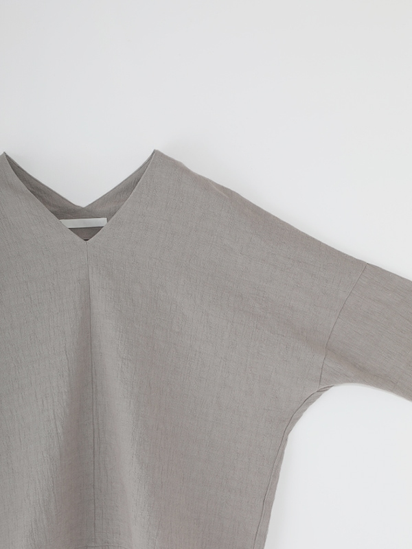 evam eva｜linen cotton V neck pullover｜ladies',tops