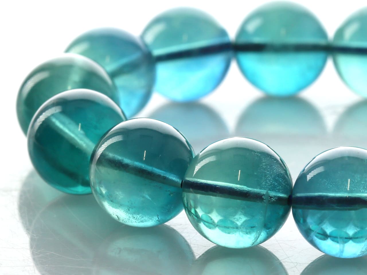 ブルーフローライト ブレスレット 14mm玉 No.2 最高級【プレミアム