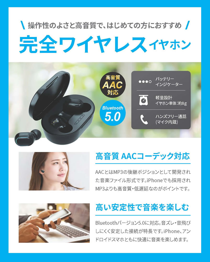 HIDISC IPX7防水規格完全ワイヤレスイヤホン HDBT40BK | すべての商品