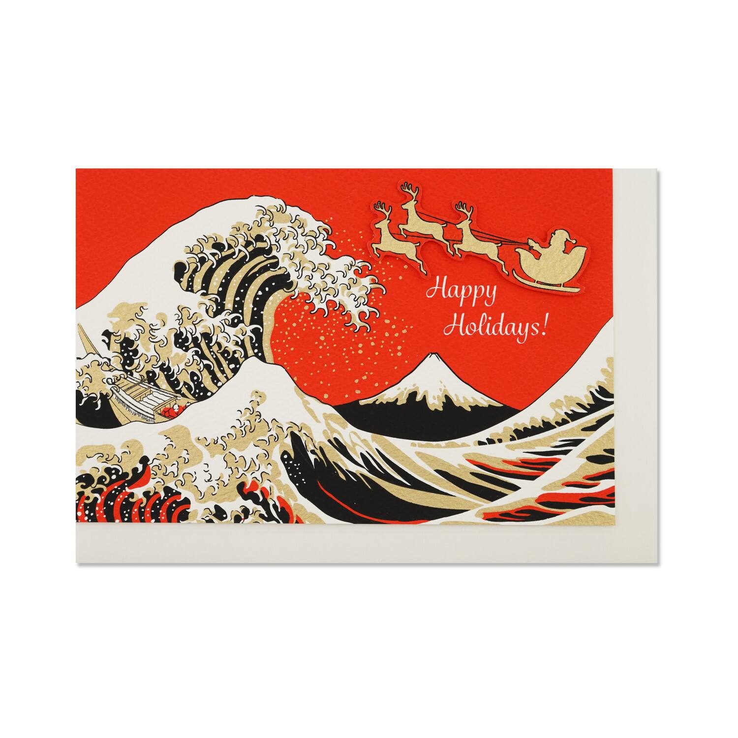 立体和風クリスマスカード 波と富士山｜jxcd-131 | 手紙・カード