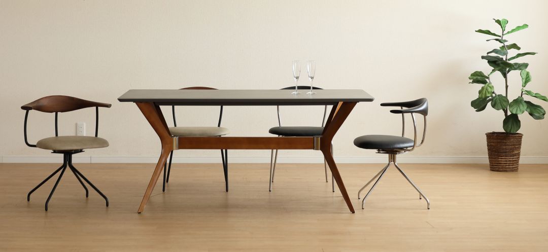 回転ダイニングチェア デルタ アームチェア 一人用 アイアン