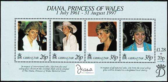 ダイアナ妃 切手小型シート イギリス領ジブラルタル発行 | 切手