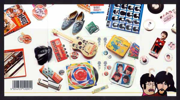 ビートルズ 切手6種と小型シートセット タトウ付き イギリス発行