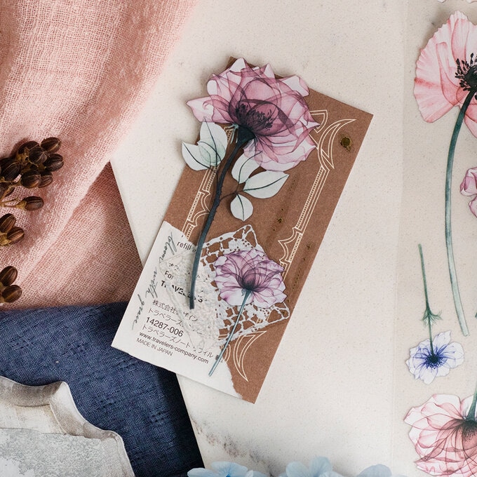 樂意Loidesign]塵花 透明花柄 クリアPET/マットPETテープ 2タイプ