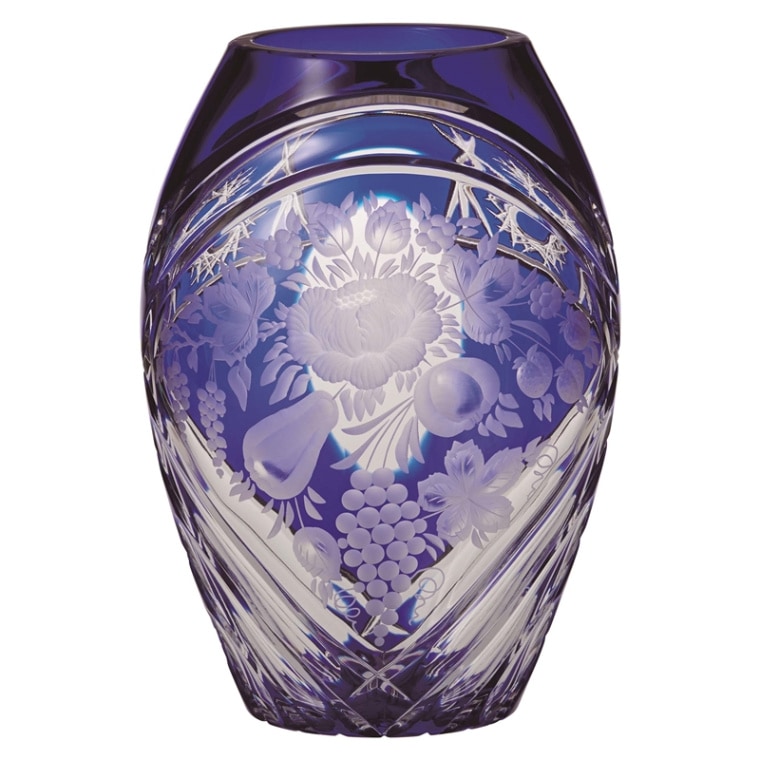 エルベクリスタル ヴィオラ 色被せ花瓶 ブルー VIO/2283/26B | エルベ