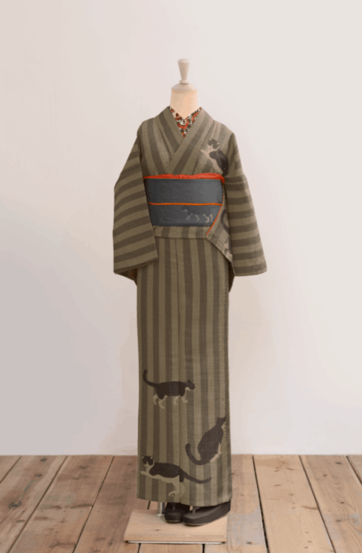 袷着物（ハチワレ猫（こげ茶）） SAK-RMK1007 | さく研究所