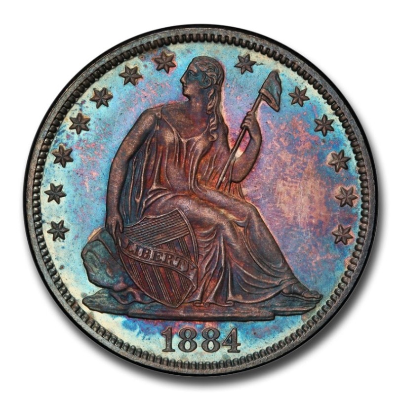 1884年 シーテッド リバティ ハーフ ダラー 銀貨 50セント シルバー