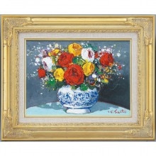 肉筆油彩画 「バラ」 F4号 斉藤要 壁掛け インテリア【ポイント5