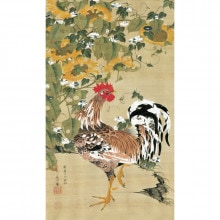 伊藤若冲 動植綵絵 薔薇小禽図 高級仕様 額 美術品 インテリア 作品