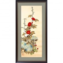 酒井抱一 「十二か月花鳥図」 六月 「立葵紫陽花に蜻蛉図」 複製掛軸