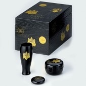 茶道具 茶箱】 茶箱セット 溜真塗 花丸 (棗・香合・茶筅筒付き) 中村