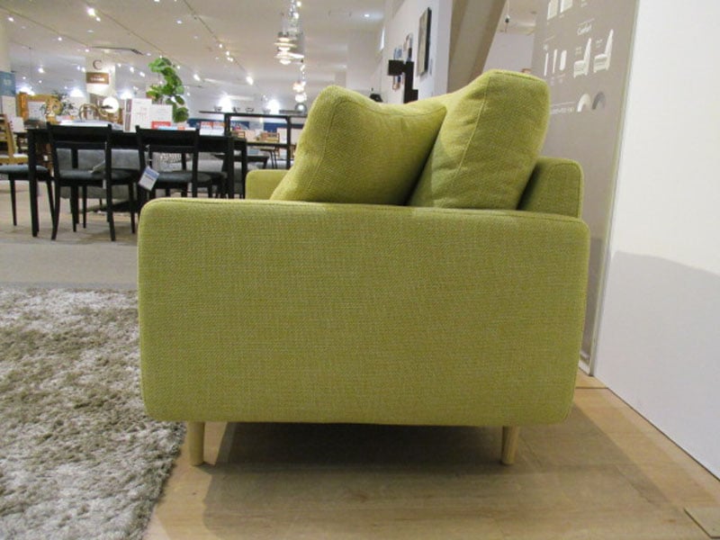 ソファ 2.5人掛け「デュオ3」幅182cm 布ライム色 /南船橋店展示品