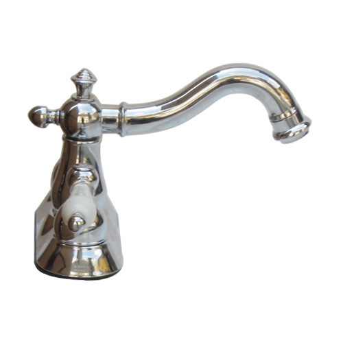 4インチ混合水栓（三つ穴混合水栓・360°回転可能・蛇口）銀 シルバー