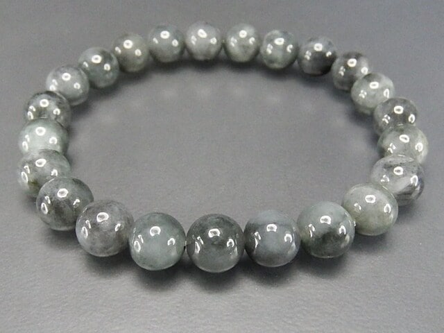 黒翡翠約8mm天然石黒ひすいブレスレット数珠本翡翠ジェダイト五徳魔石