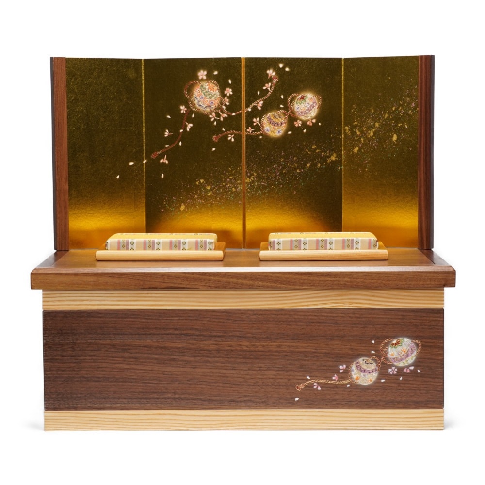 雛人形】小三五 刺繍(白) 紅白桜 親王揃い収納飾り | 恵翠作 ｜雛人形