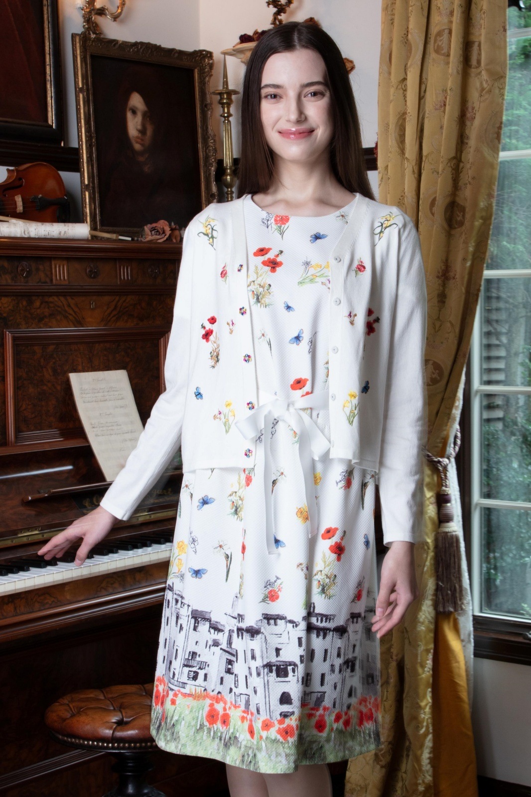 2025年春夏 花柄多色プリント使い半袖ワンピース 2516001 ｜Super