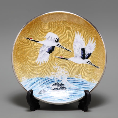 七宝焼き 飾皿 8丸 波涛鶴(はとうつる) | 飾皿 丸形 | 伝統工芸品