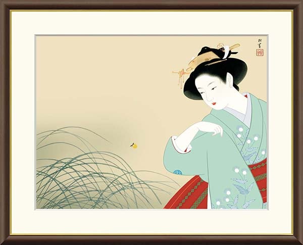 絵画 上村松園 （うえむらしょうえん）・ 新蛍（にいぼたる） 日本画