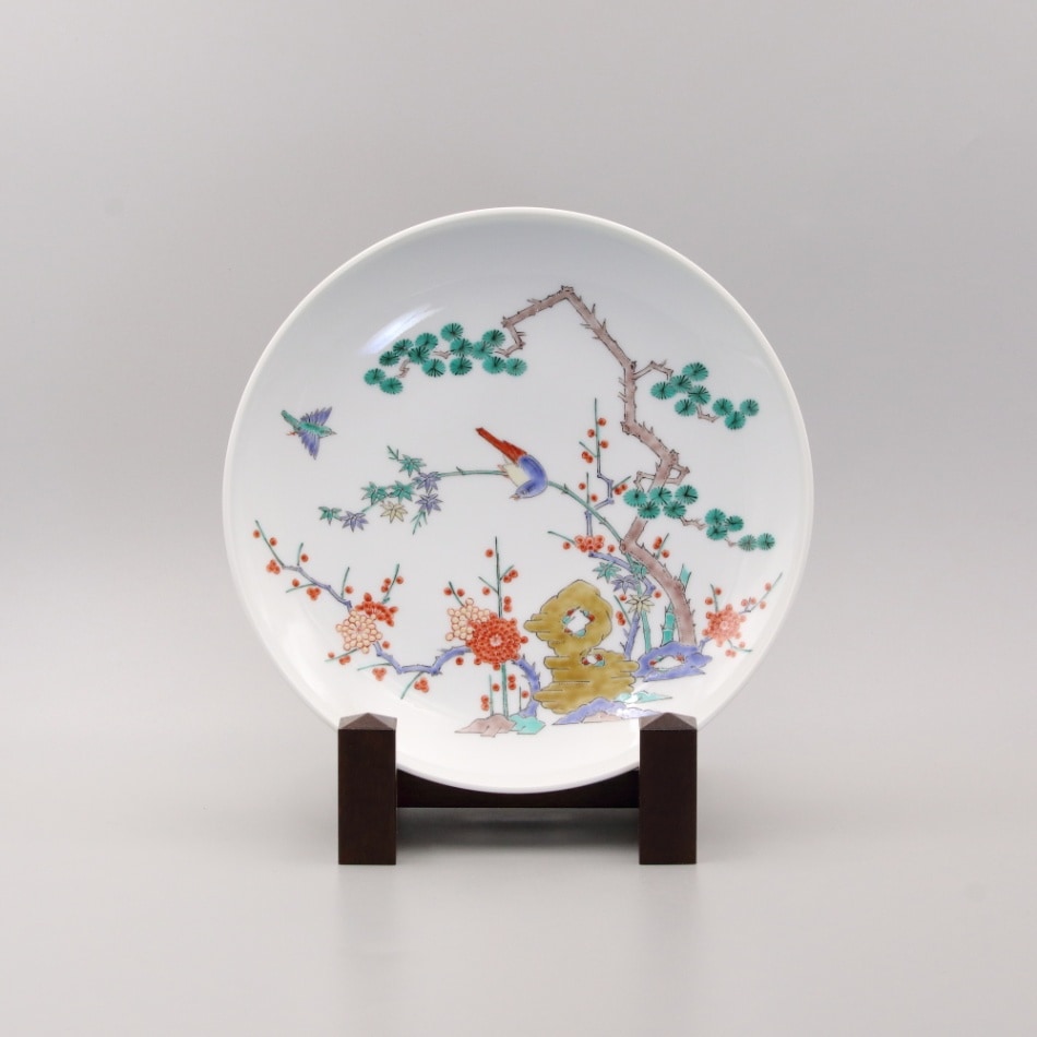 額皿 7寸 縁立 松竹梅鳥文 | 額皿 | 柿右衛門窯公式オンラインショップ