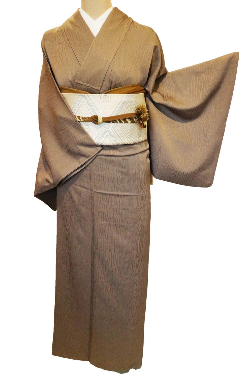 正絹色無地レンタルフルセット｢茶鼠/木目｣ | レンタル着物,訪問着