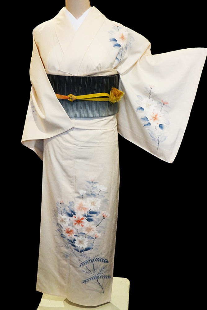 正絹単衣紬訪問着 レンタルフルセット「友禅 山茶花」 | すべての商品