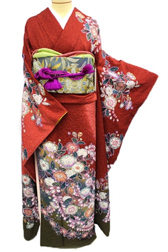 丹後ちりめん振袖レンタルフルセット「辻が花」往復送料無料