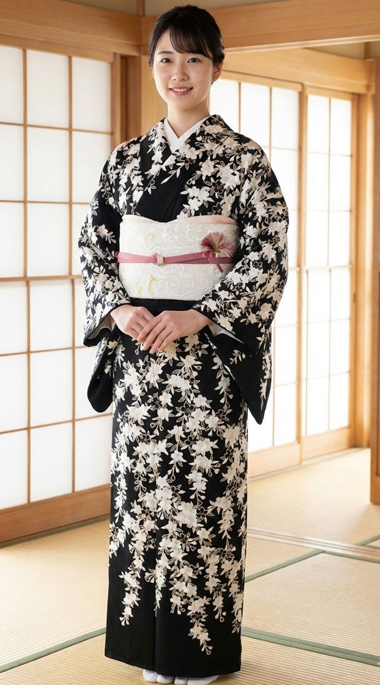 正絹訪問着 レンタルフルセット「総柄刺繍 桜」 | レンタル着物,訪問着