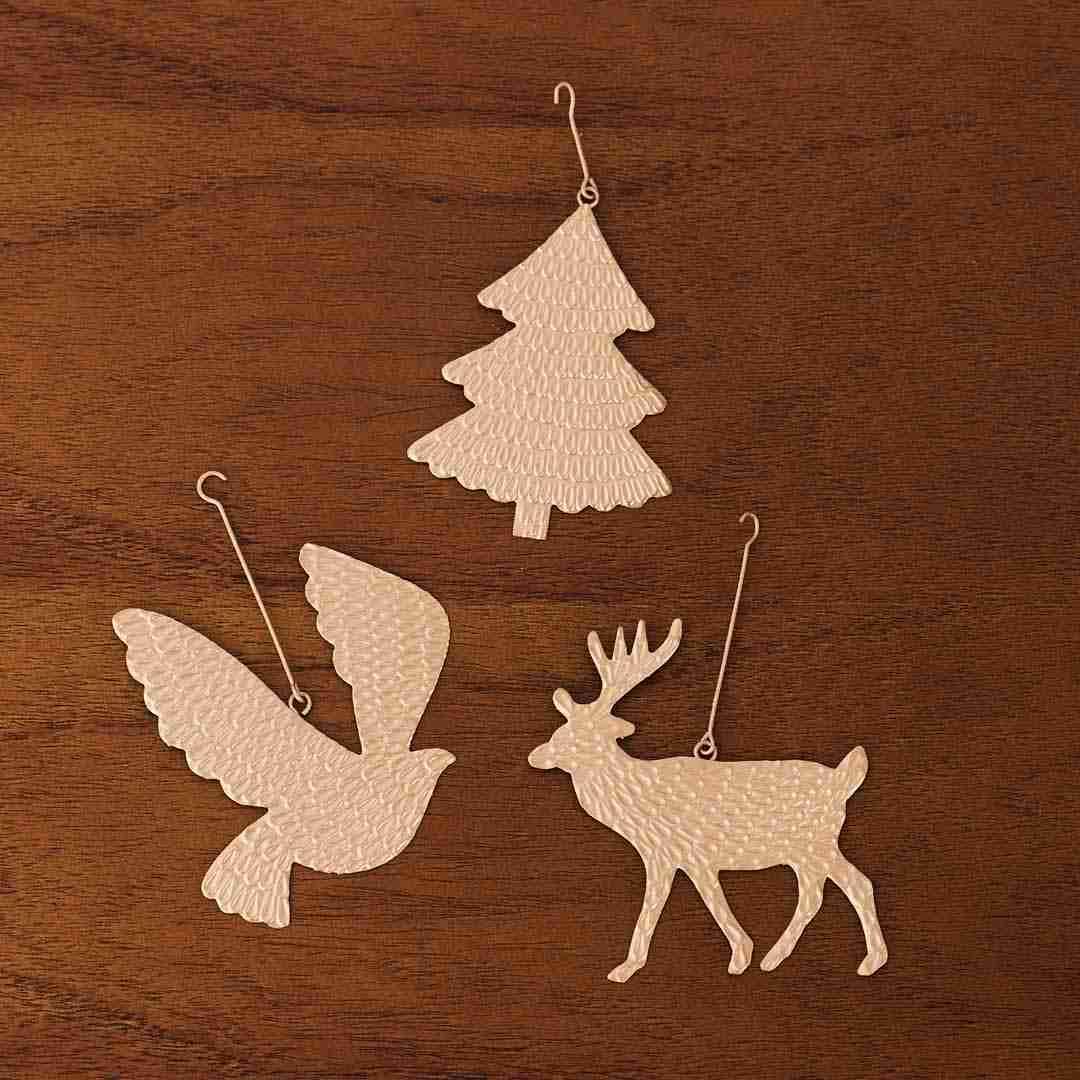 Horn Please MADE】 ブリキ オーナメント エンボス ブレス 3個セット