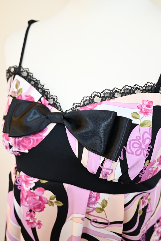 MA*RS】【通販限定販売】幾何学バラ柄キャミソール - ブラック size-F