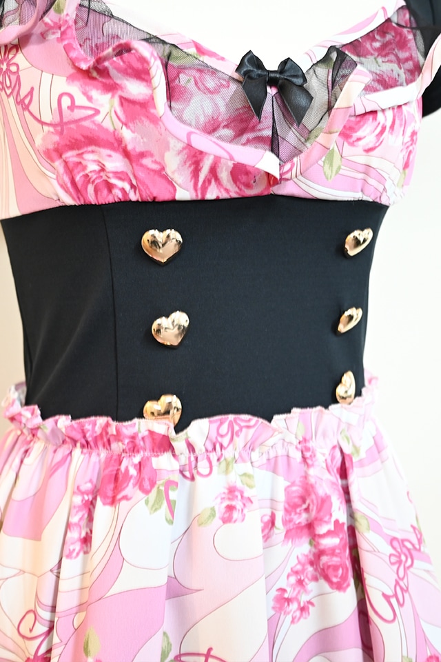 MA*RS】【通販限定販売】幾何学バラ柄ワンピース - ピンク size-F