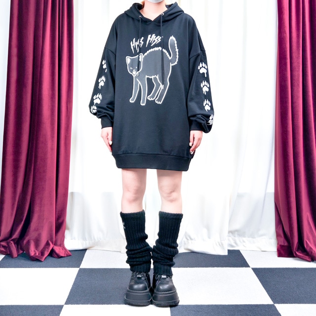 やんのかステップ 猫耳パーカー【BLACK】｜LISTEN FLAVOR(リッスン