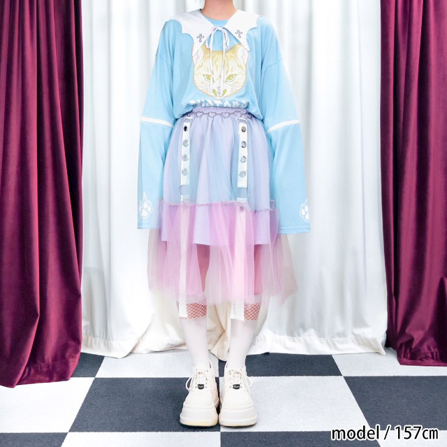 ベルト装備ふわふわチュールスカート【BLACK】｜LISTEN FLAVOR