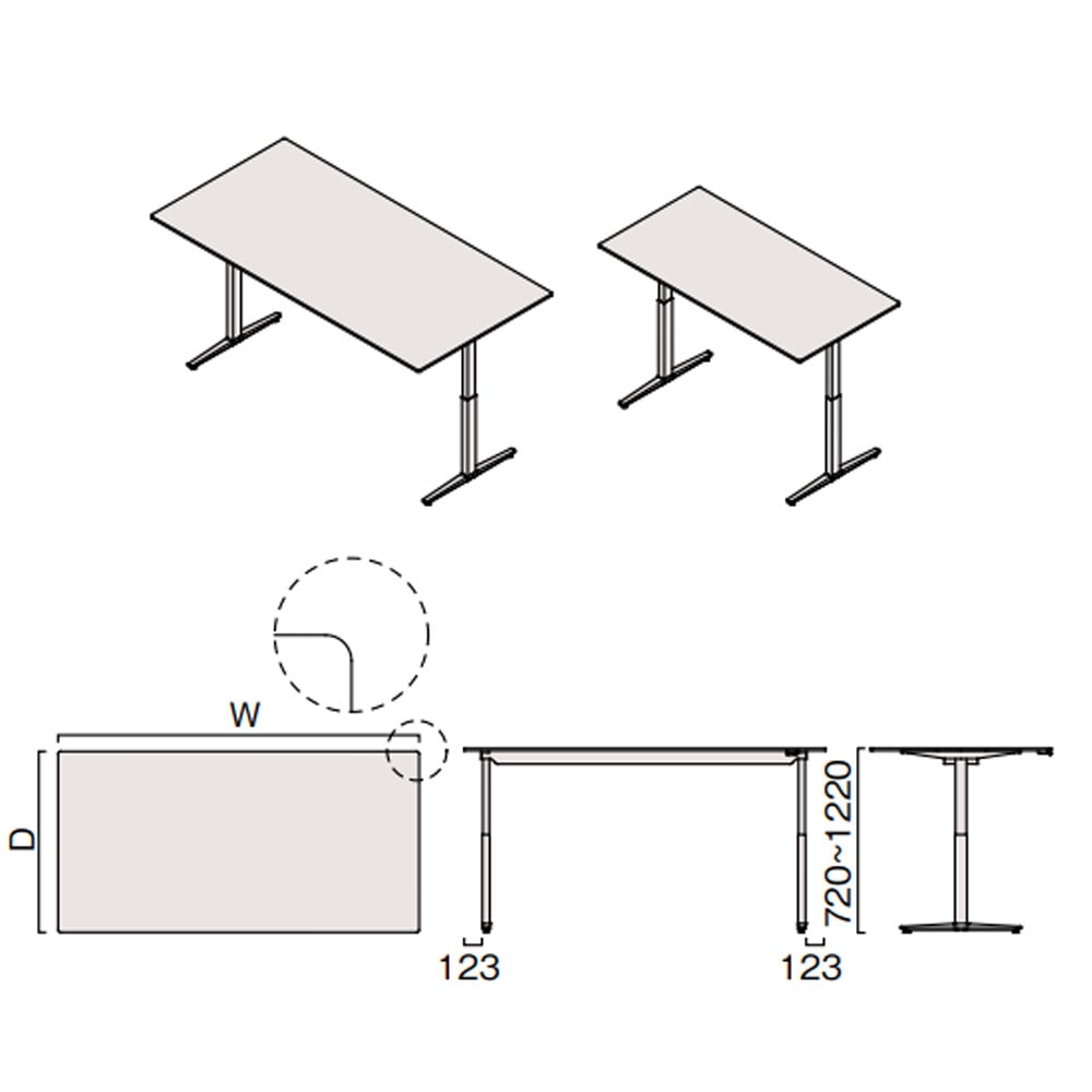 上下昇降デスク オカムラ スイフトネックス 幅1800×奥行900mm テーブル