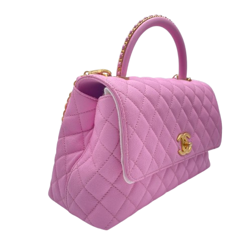 シャネル ココハンドル W29 ピンク キャビアスキン ゴールド金具