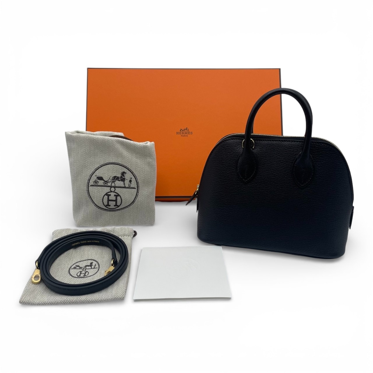 エルメス ボリード1923 ミニ ノワール シェーブル ゴールド金具 W刻印