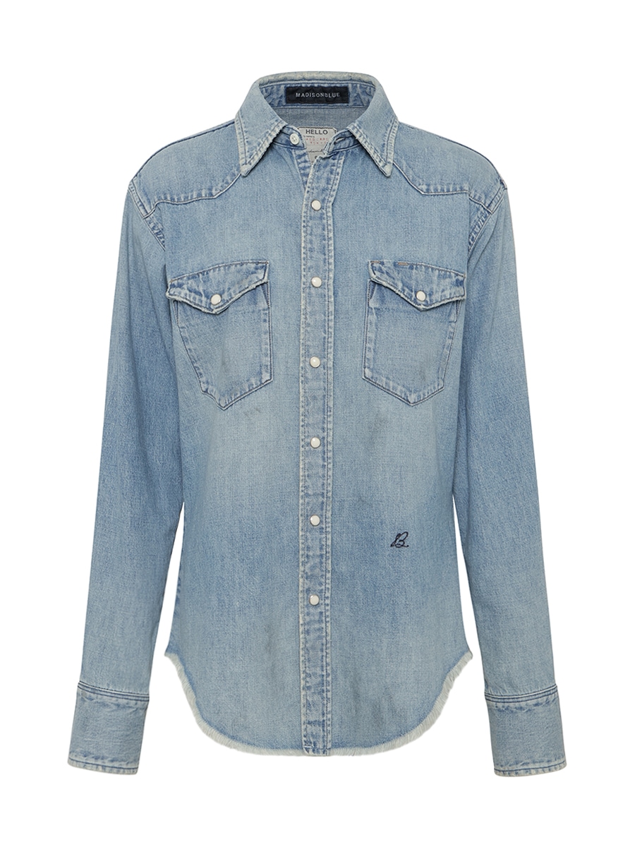 SHREDDED HEM WESTERN SH DENIM | SHIRT/BLOUSE | MADISONBLUE