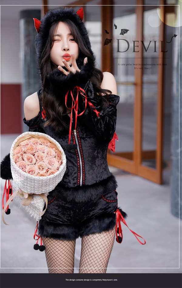 即日発送】ロングスリーブデビル《ハロウィンコスプレ4点セット