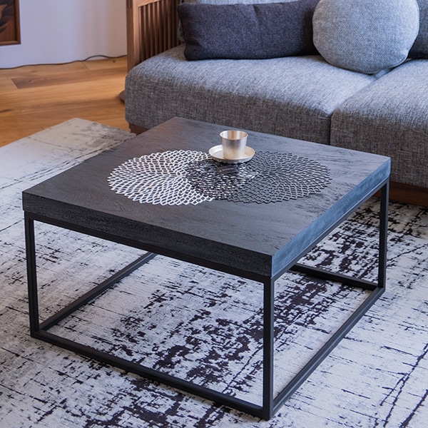 センターテーブル ローテーブル ZADA(ザダ) 無垢材 グレー アイアン脚