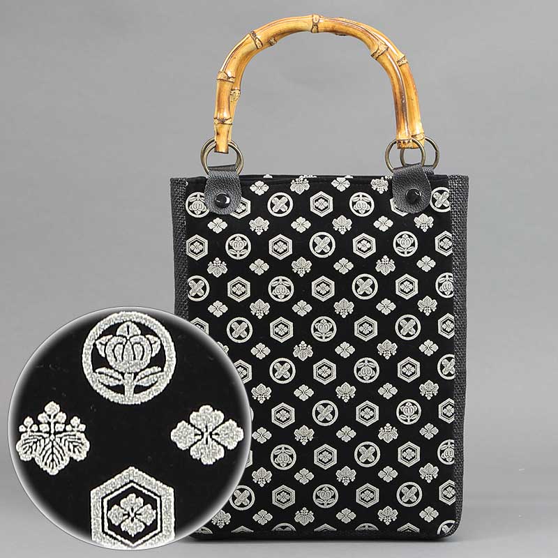 マチ付バンブー手提【スエード印伝｜家紋】祭用品専門店浅草絆纒屋