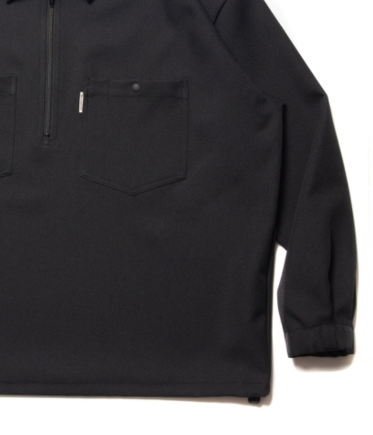 Polyester Twill Half Zip Work L/S Shirt【BLACK】｜COOTIE