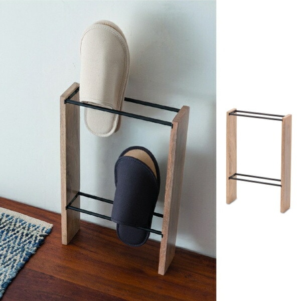 ヴィンテージ風スリッパスタンド スリッパラック 木製 8足収納 幅50.2cm 奥行き17.5cm 高さ65.5cm