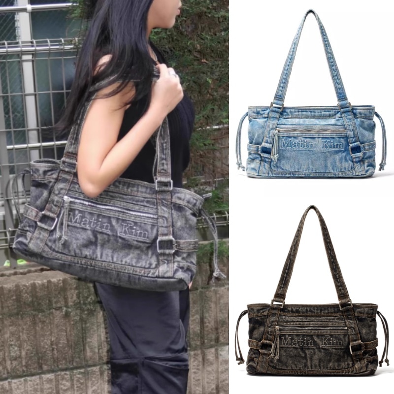 MATIN KIM 25SS デニム トートバッグ WASHED DENIM SQUARE BAG｜MIRISE